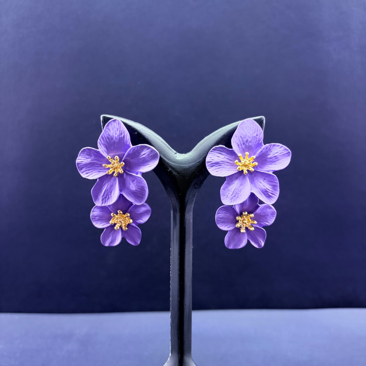 گوشواره میخی دو گل پنج پر