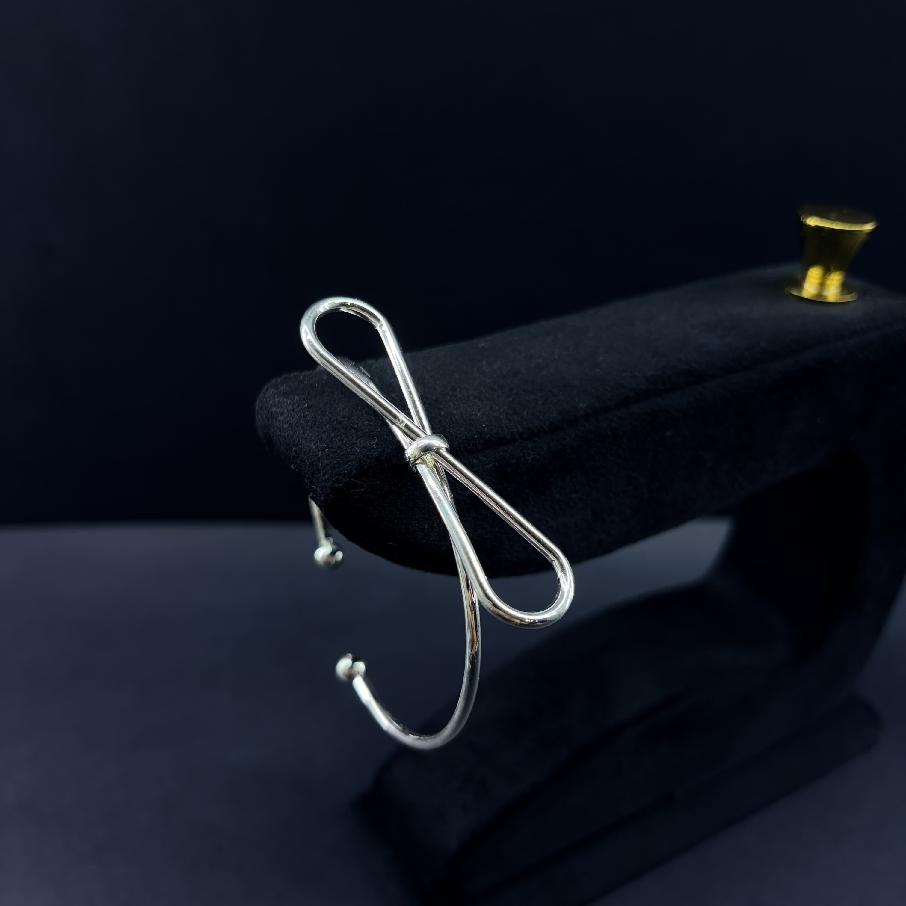 بنگل مینیمال پاپیون بلند آبکاری نقره‌ای