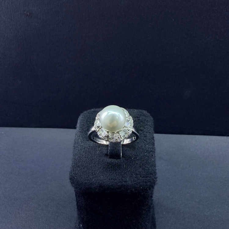 انگشتر وارداتی سلطنتی مروارید با حاشیه کار شده